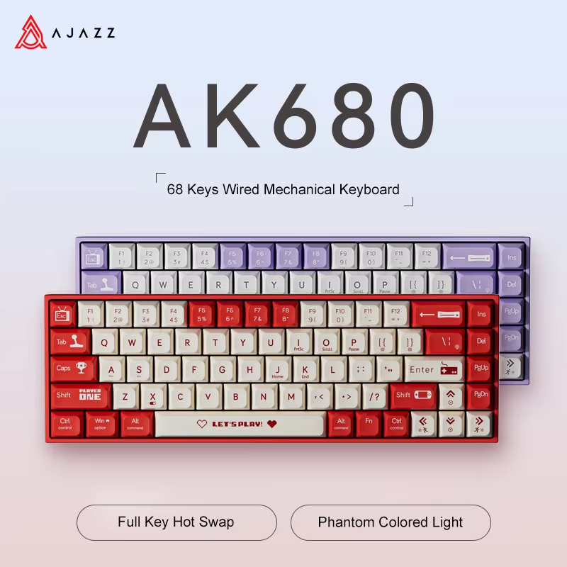 Gaming Keyboard Hot Swappable - AJAZZ AK680 65% 유선 게이밍 기계식