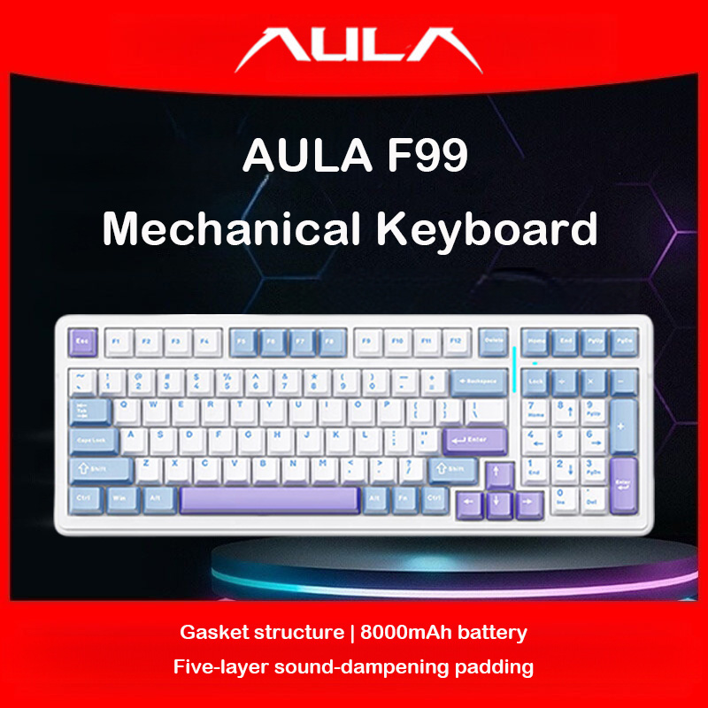 Gaming Keyboard No Rgb - AULA F99 기계식 키보드, 트리플 모드(2.4GHz,